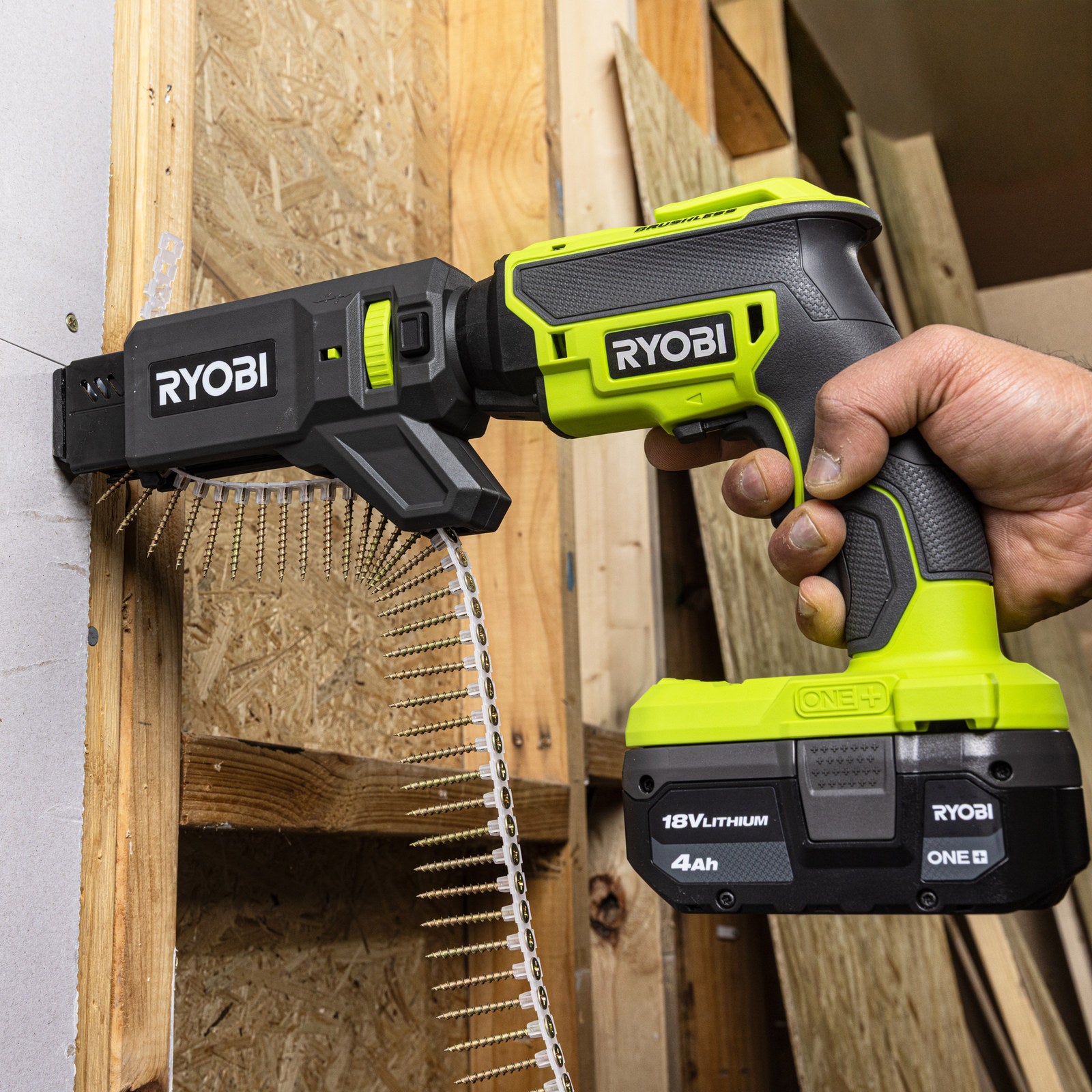 Ryobi 18V ONE+ Brushless Collated Screwdriver, Cordless Tool Only, R18CSDBL0