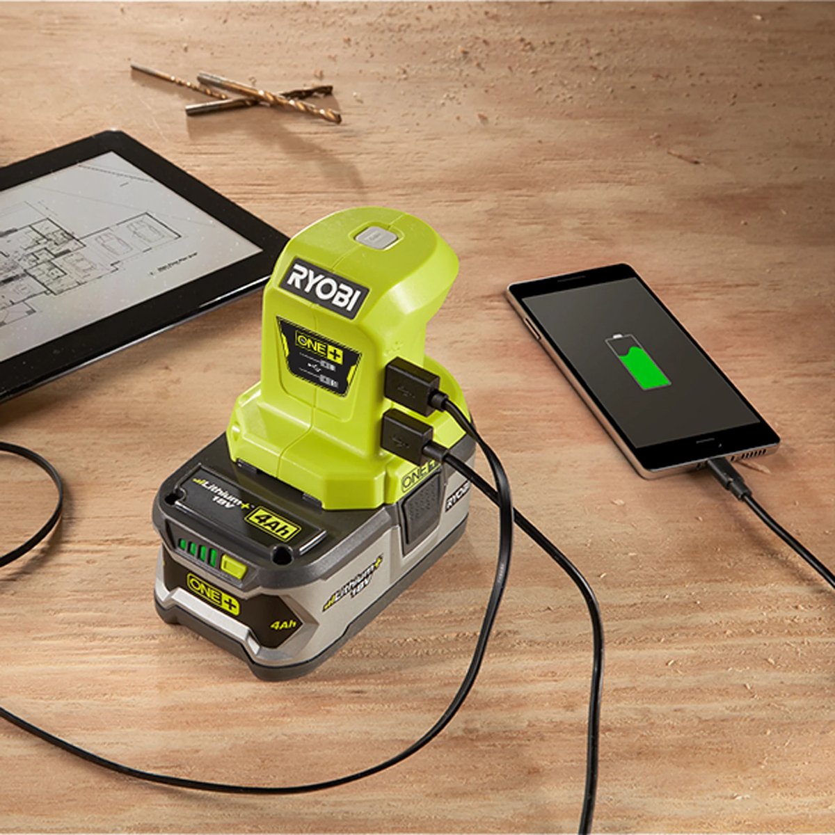 Ryobi 18V ONE+ Compact USB Power Source Skin Only RUSBC18