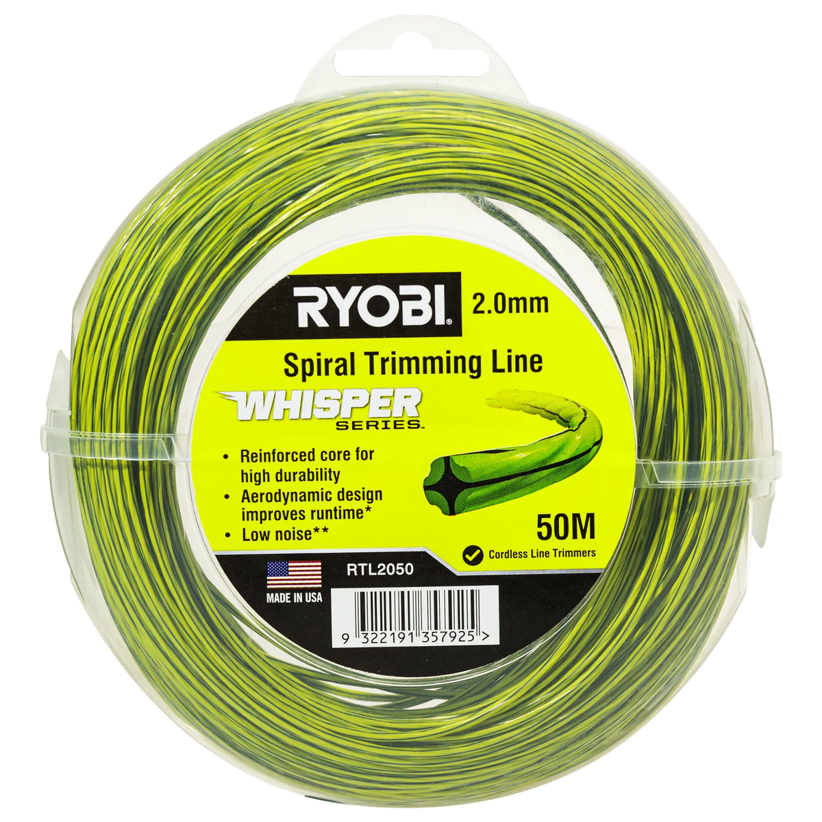 Ryobi 2mm x 50m Whisper Series Trimming Line RTL2050