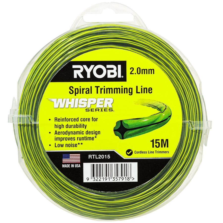 Ryobi Whisper Series Trimmer Line 2mm x 15m - Nylon Quiet Line for Line Trimmers