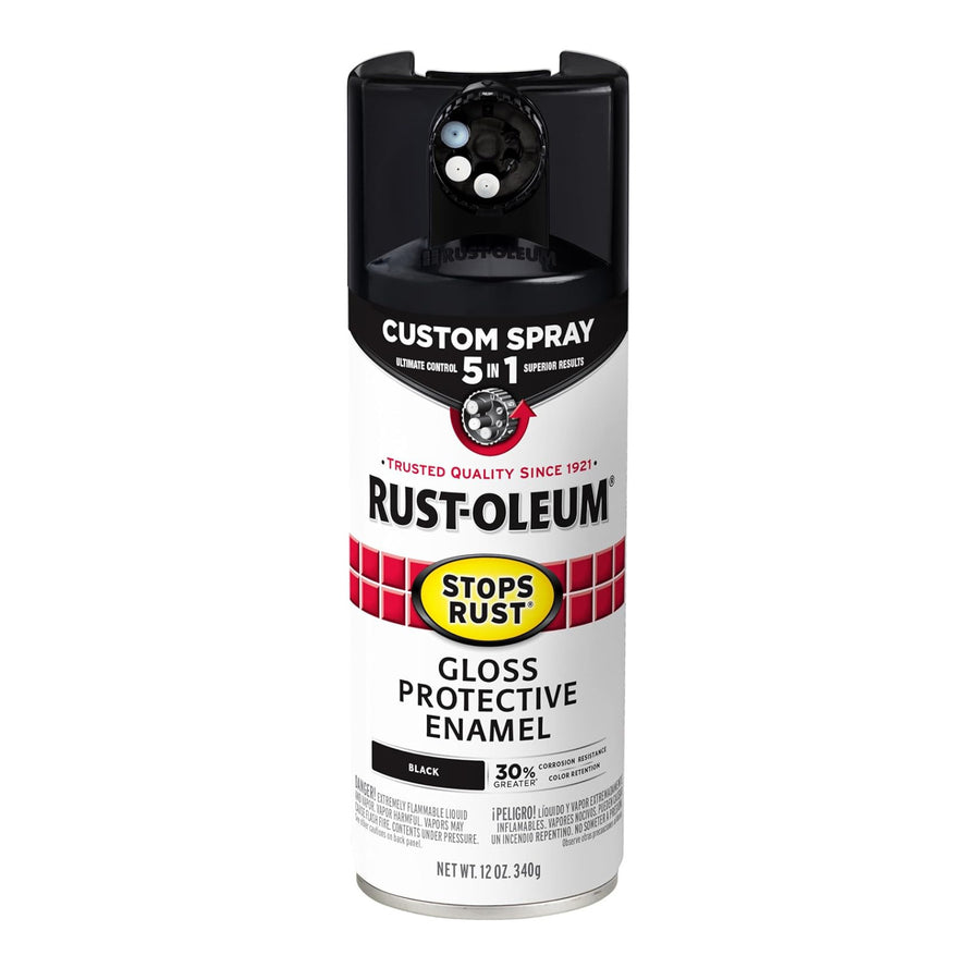 Rust-Oleum Custom Spray 5 in 1 Gloss Black 340g - Aerosol for Metal & Wood