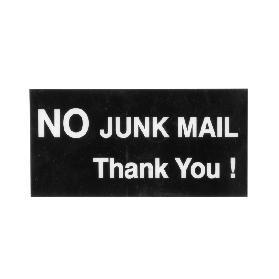 Sandleford 100 x 50mm No Junk Mail Thank You Adhesive Sign White
