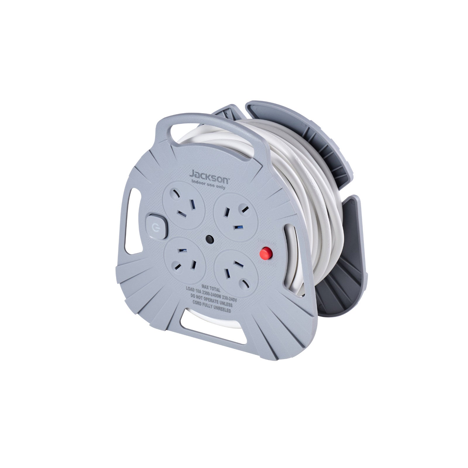 Jackson Rugged 4 Outlet 5 Metre Extension Reel - 240V 10A, Indoor, Switch