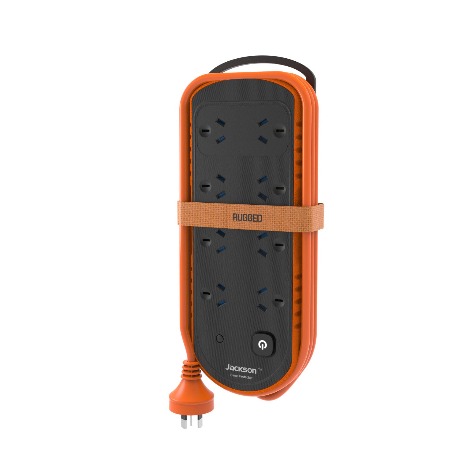 Jackson Rugged Plus 8 Outlet Powerboard with Master Switch, Surge Protection & Cord Wrap, 240V 10A