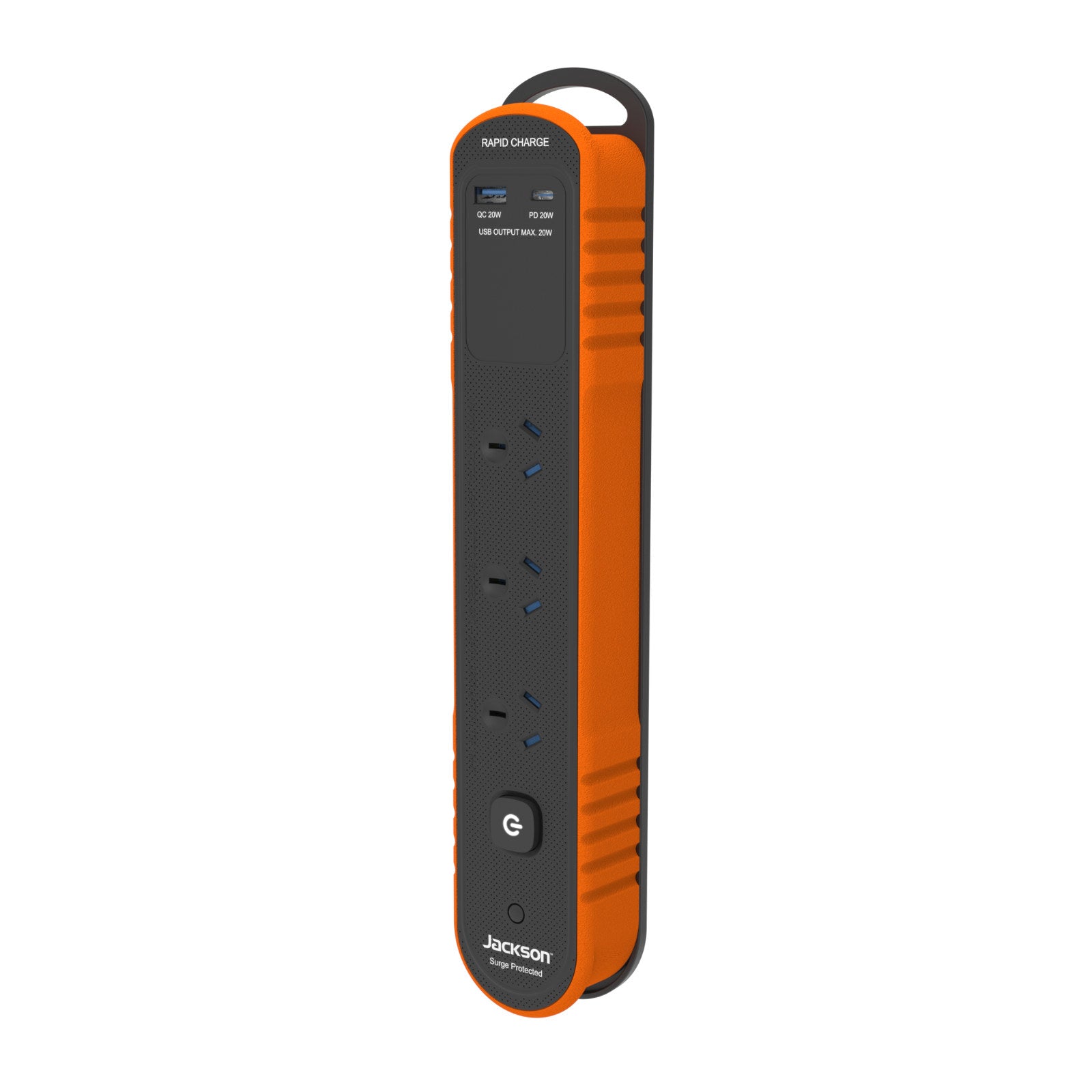 Jackson Rugged Home 3 Outlet Powerboard with USB-C PD20W & USB-A QC20W Rapid Charging, 2m Lead 240V 10A