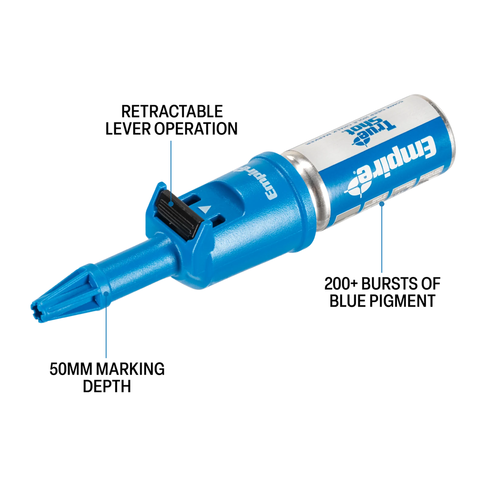 Empire True Shot 50mm Deep Hole Chalk Marker for Brick, Metal, Timber & Porcelain