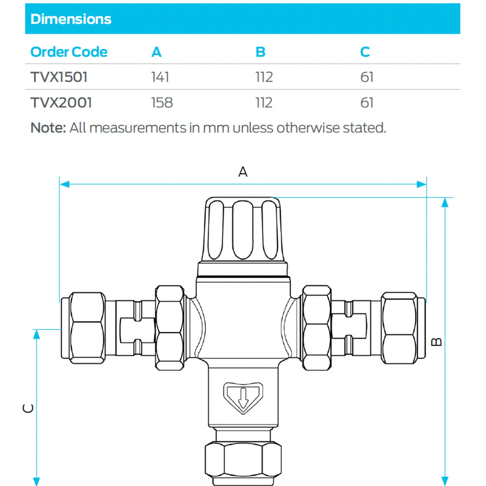 RMC HeatGuard 15mm Insulated Lead Free Tempering Valve 1600kPa