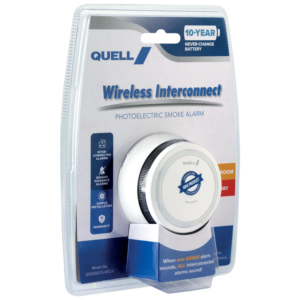 Quell Q5000 Wireless Interconnect Photoelectric Smoke Alarm Q5000DCS-WCLH