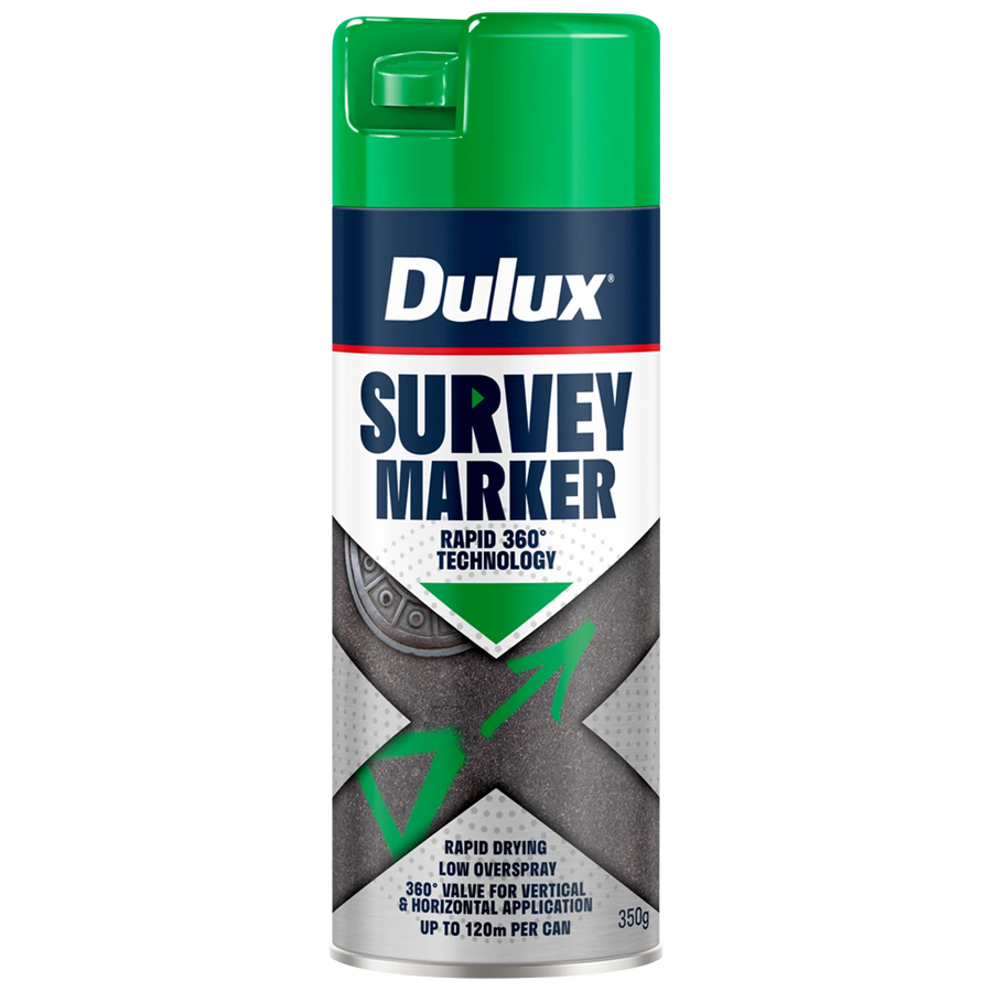 Dulux 350g Green Survey Marker Spray Paint, Indoor & Outdoor, High-Visibility Line Marking