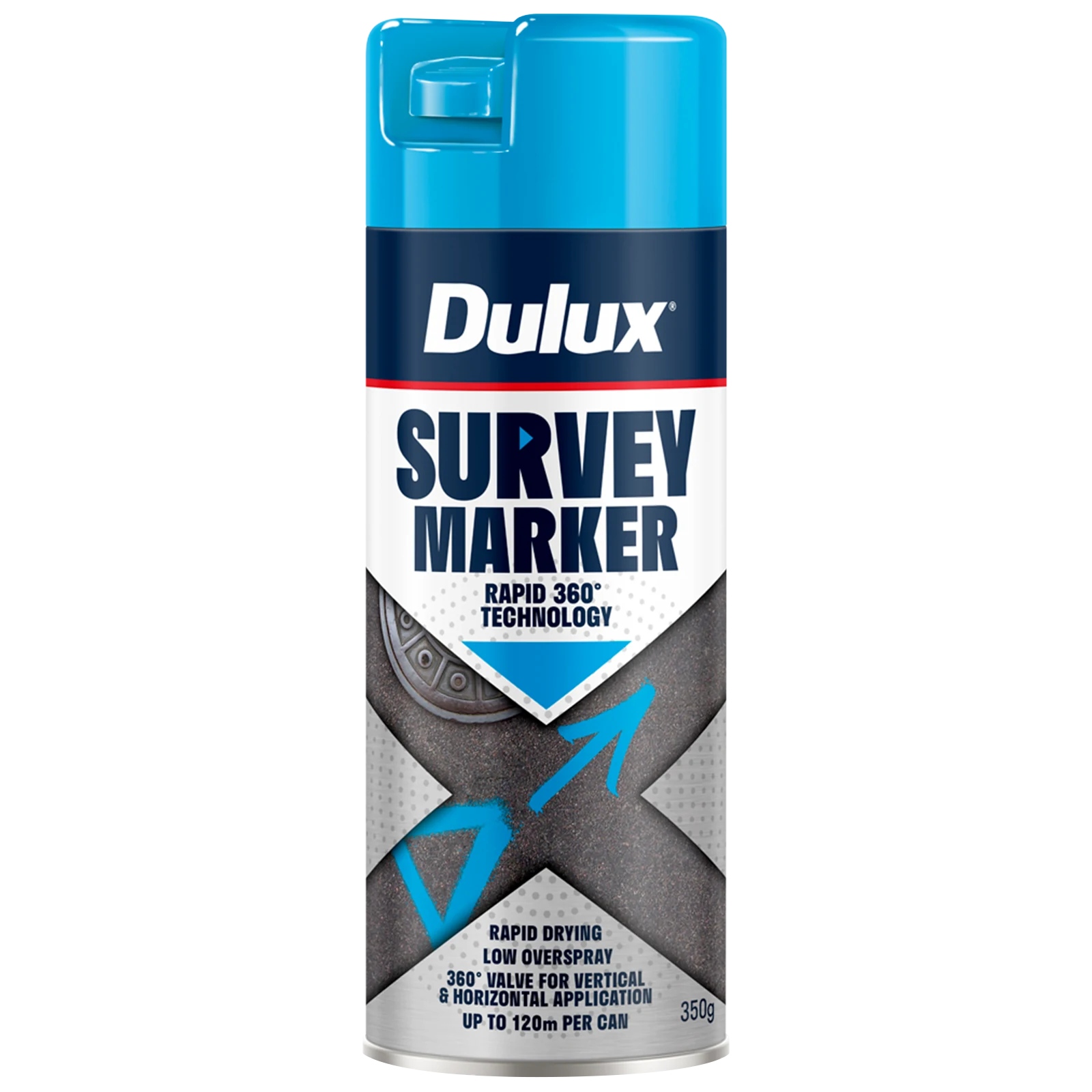 Dulux 350g Blue Survey Marker Spray Paint, Indoor & Outdoor, High-Visibility Line Marking