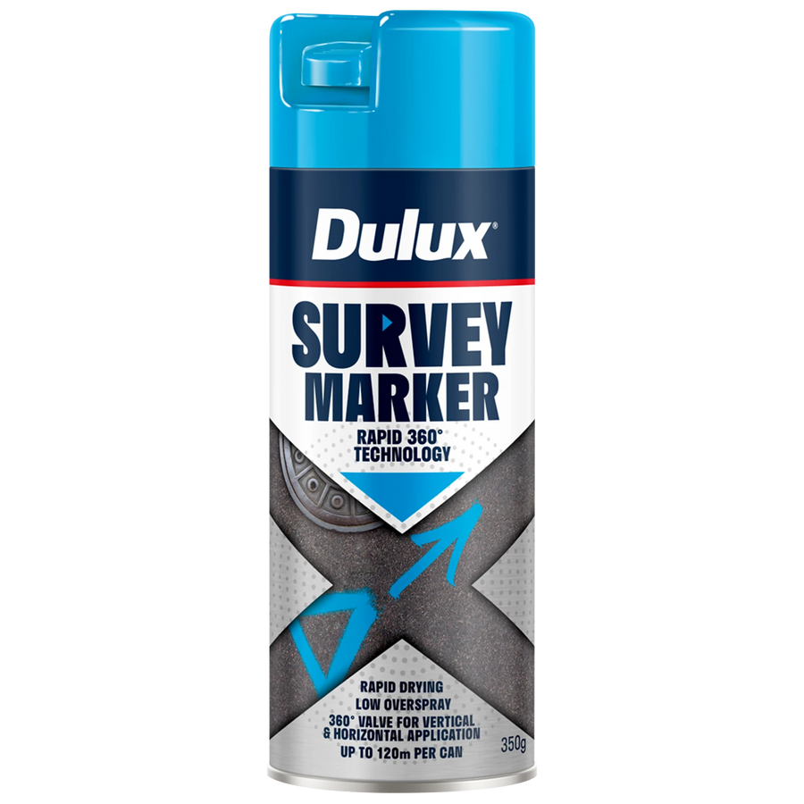 Dulux 350g Blue Survey Marker Spray Paint, Indoor & Outdoor, High-Visibility Line Marking