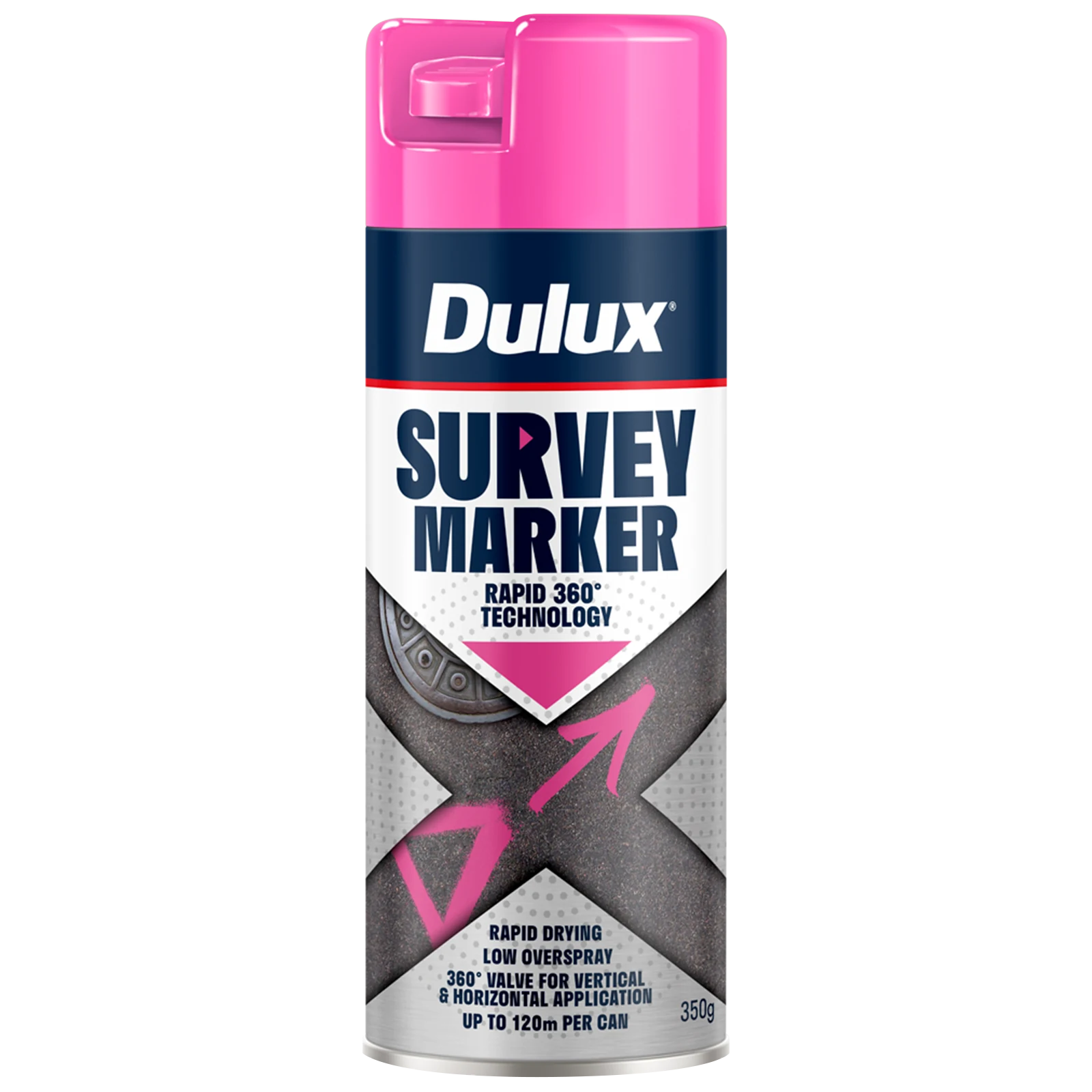Dulux 350g Fluoro Pink Survey Marker Spray Paint, High-Visibility Line Marking
