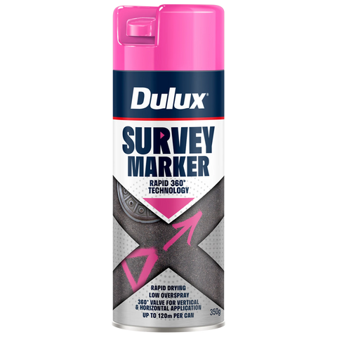 Dulux 350g Fluoro Pink Survey Marker Spray Paint, High-Visibility Line Marking