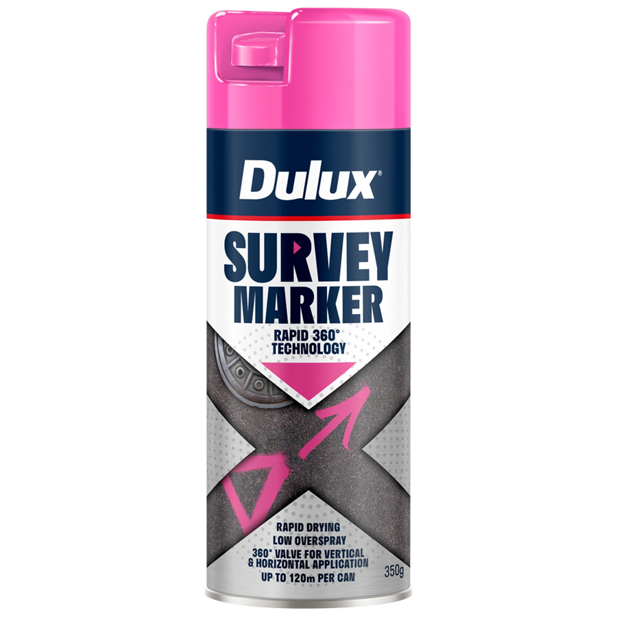 Dulux 350g Fluoro Pink Survey Marker Spray Paint, High-Visibility Line Marking
