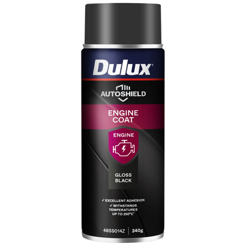 Dulux Autoshield 340g Black Gloss Engine Coat Spray Paint, Heat-Resistant Gloss Black Finish