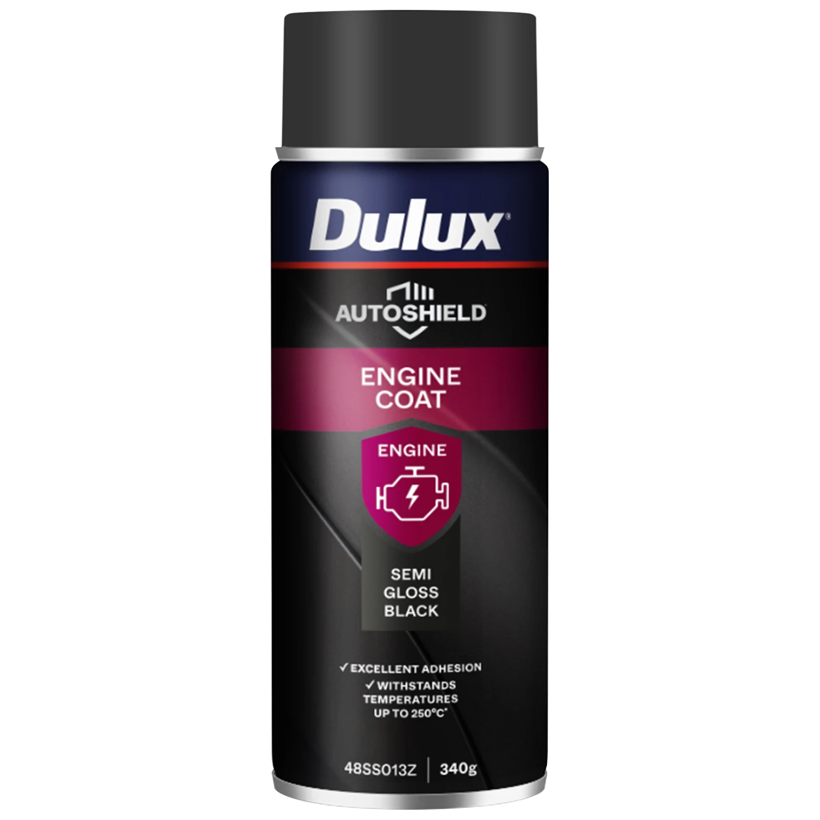 Dulux Autoshield 340g Satin Black Engine Coat Spray Paint, Heat-Resistant Satin Black Finish