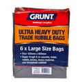 Grunt 44L Ultra Heavy Duty Trade Rubble Bags Black Waterproof 6 Pack