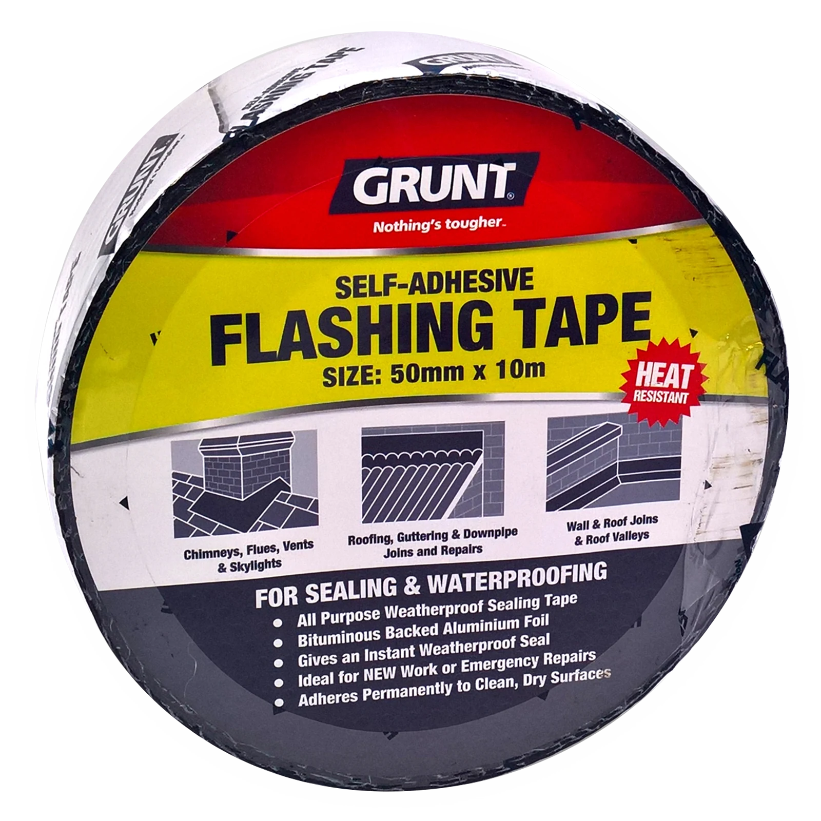 GRUNT 50mm x 10m Bitumen Waterproof Flashing Tape - Self Adhesive