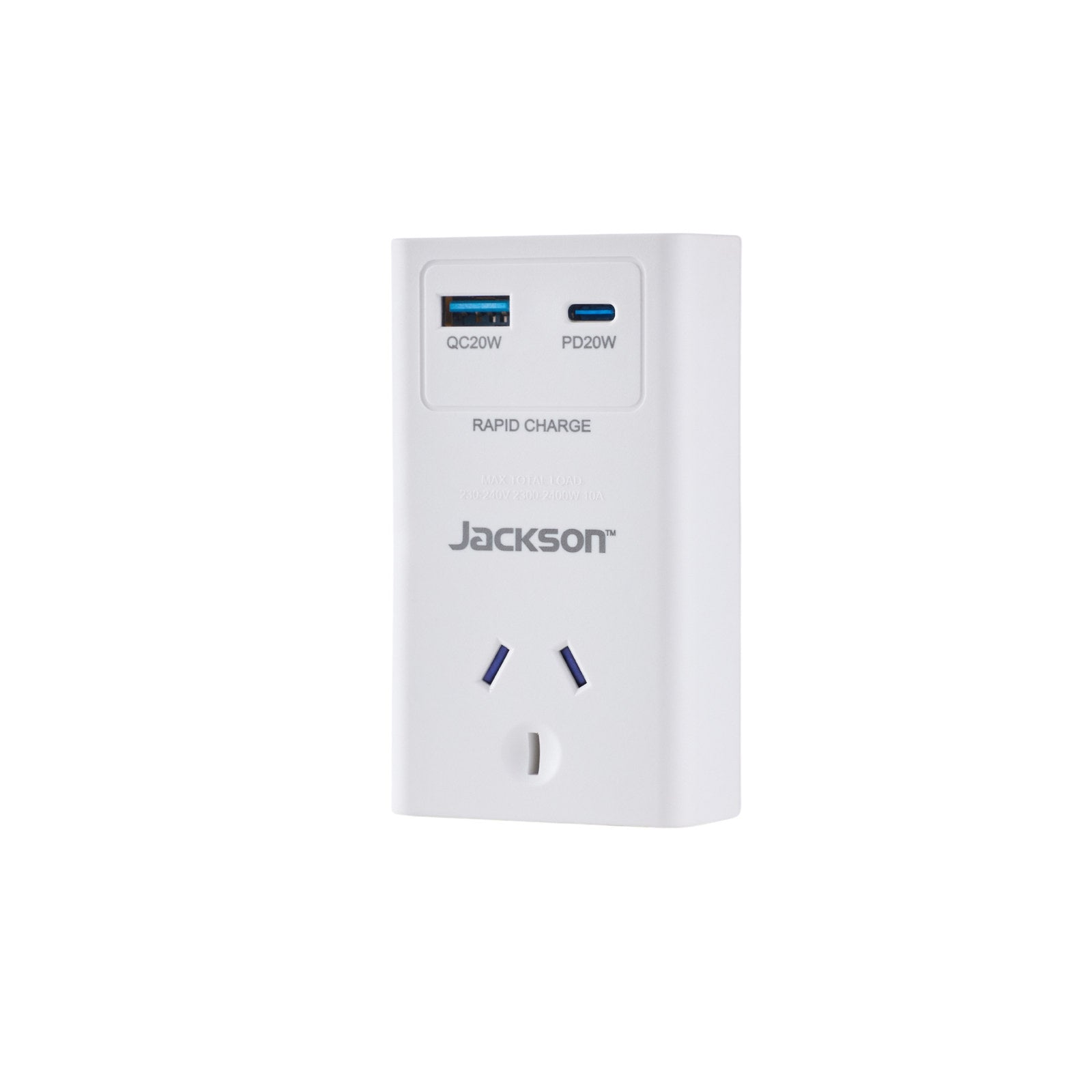 Jackson 1 Outlet Wall Adaptor with USB-A & USB-C PD20W, White