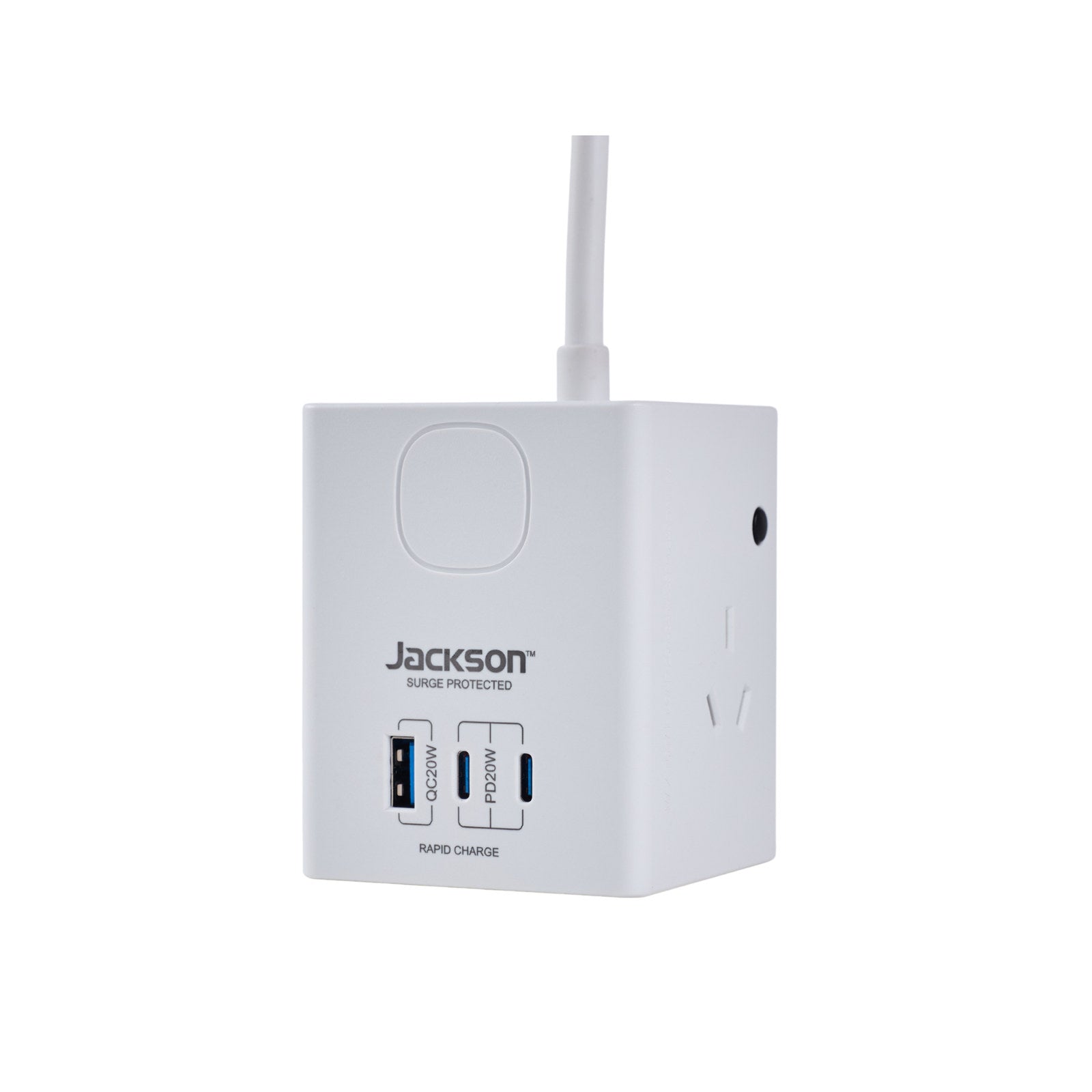 Jackson 3 Outlet Power Cube USB-A/USB-C PD20W Surge 1.2m White PTC33AC20WW