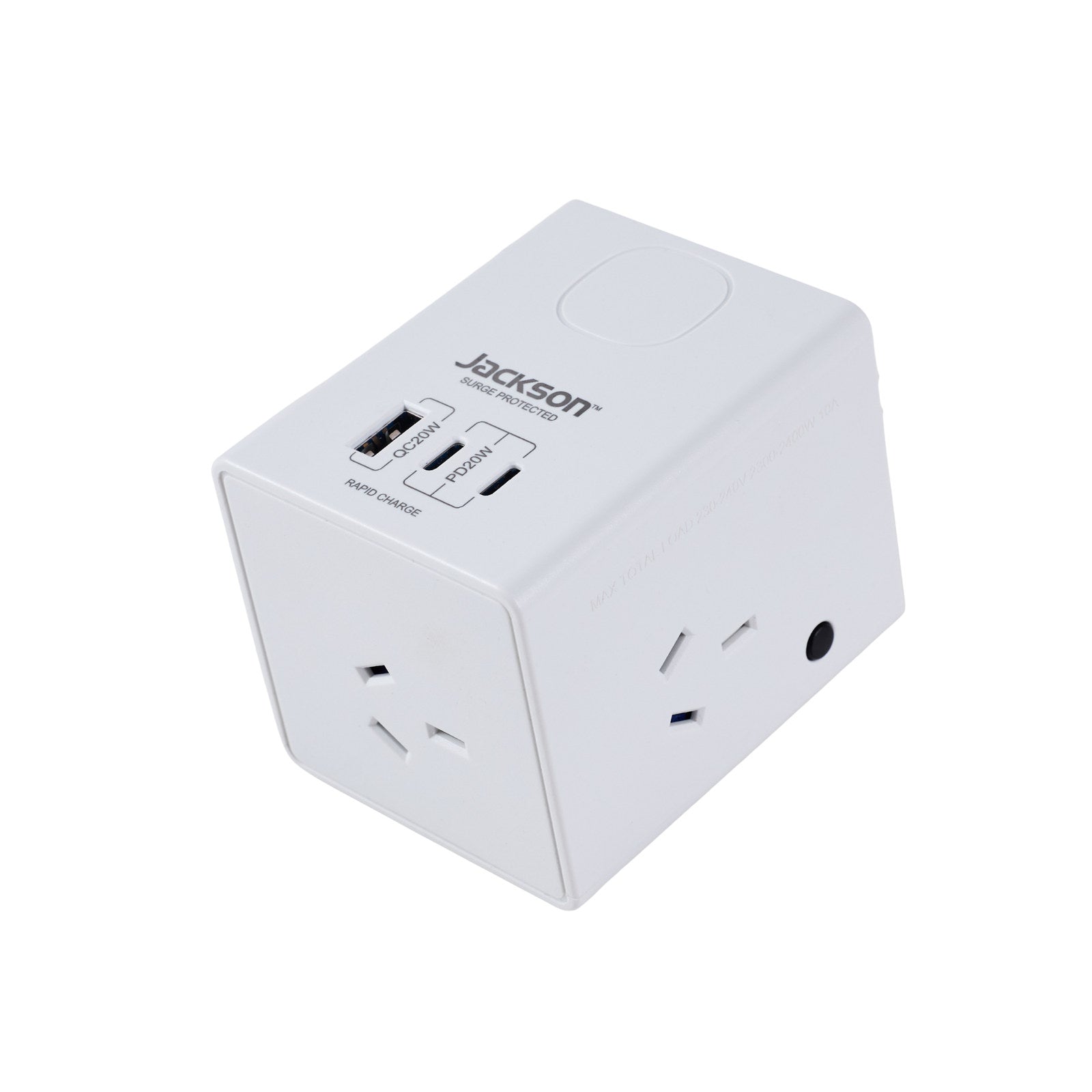Jackson 3 Outlet Power Cube USB-A/USB-C PD20W Surge 1.2m White PTC33AC20WW