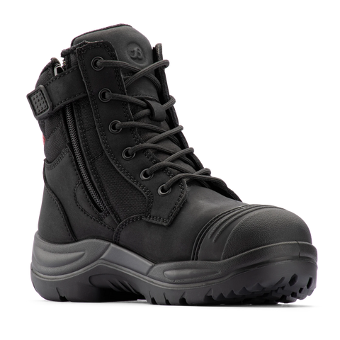 Bata Industrials Women's Luna Zip Side Safety Boot Steel Cap Leather Black US Size 5