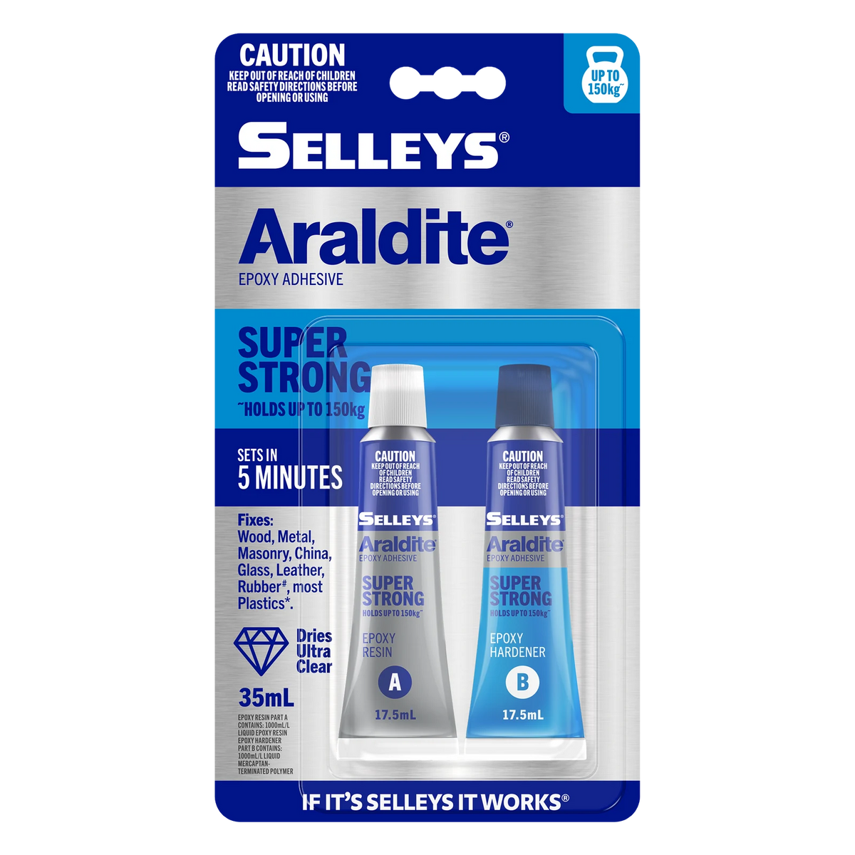 Selleys Araldite 35ml Super Strong 5 Minute Epoxy Adhesive, Clear