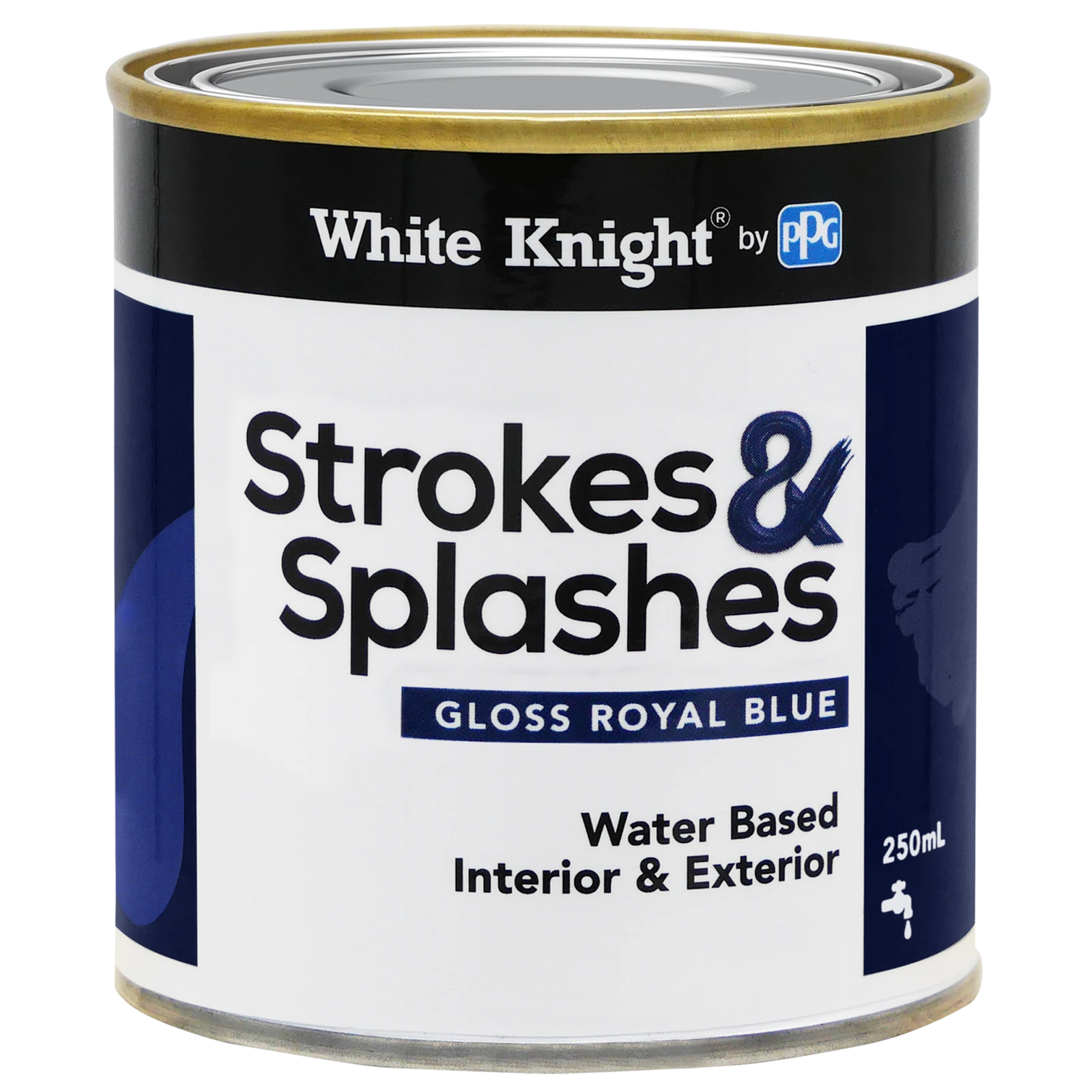 White Knight 250ml Royal Blue Strokes & Splashes Gloss Paint - UV Resistant