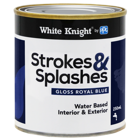 White Knight 250ml Royal Blue Strokes & Splashes Gloss Paint - UV Resistant