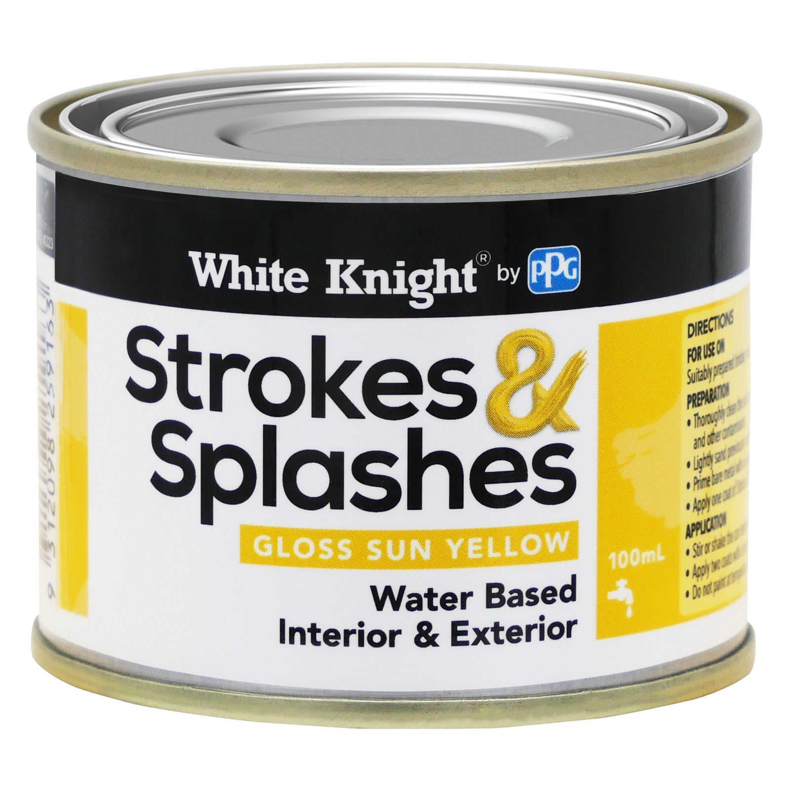White Knight 250ml Sun Yellow Gloss Strokes & Splashes Paint - Timber & Metal