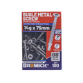 Bremick 14G x 75mm Metal Bugle Screw, T40 Winged Drill Point Fine Thread - 100 Pack