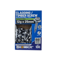 Bremick 12g x 25mm Hex Cladding Screw, Carbon Steel B8 Coating, Sealed Head Type 17 Point - 100 Pack