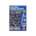 Bremick 12g x 50mm Hex Roofing Screw, Carbon Steel B8 Coating, Sealed Head Type 17 Point - 100 Box