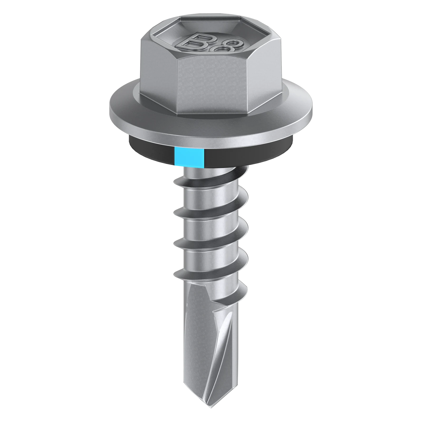 Bremick 12g x 20mm Hex Metal Screw, Carbon Steel B8 Coating, Sealed Head Drill Point Fine Thread - 500 Box