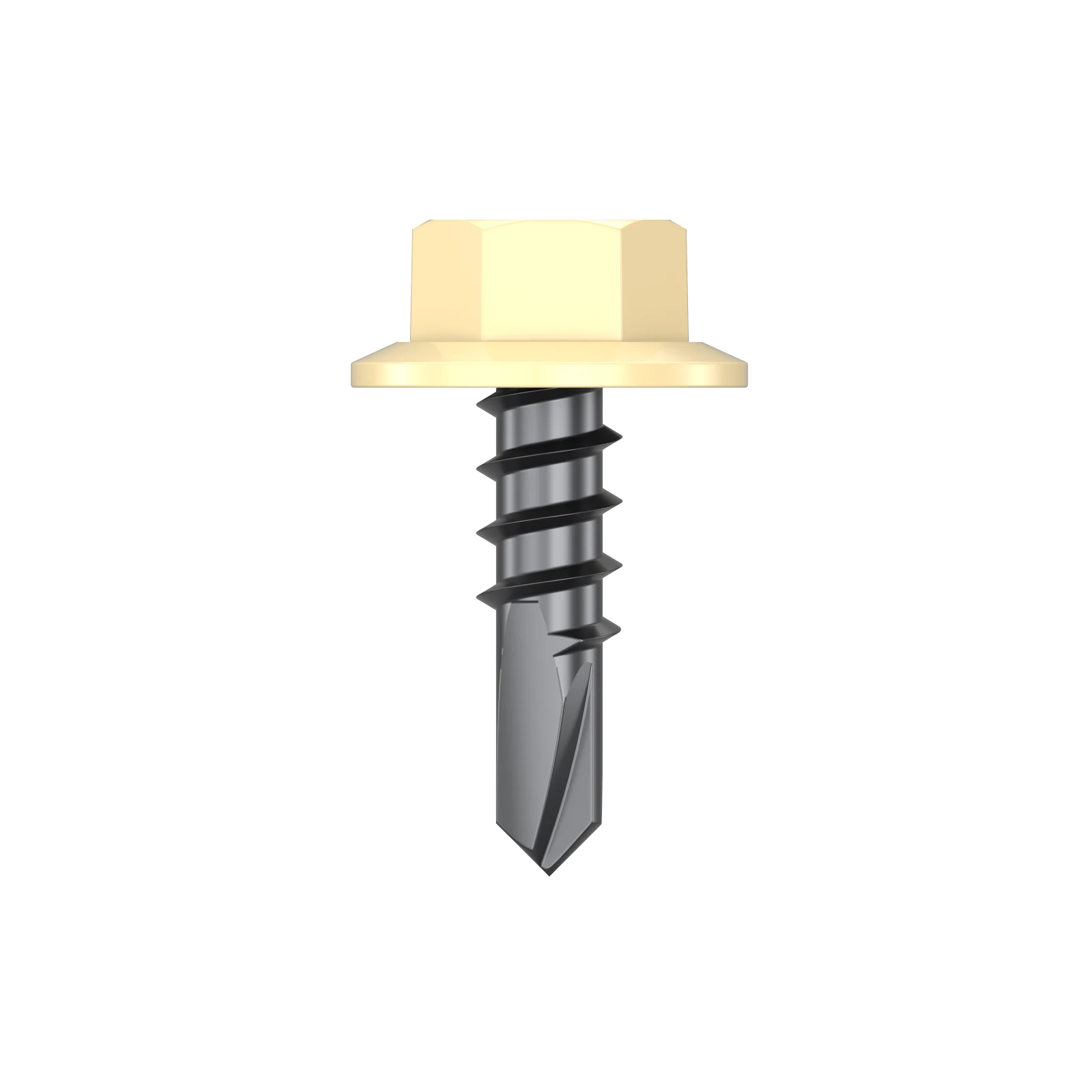 Bremick 10g x 16mm Hex Metal Screw, Carbon Steel B8 Classic Cream, Drill Point Fine Thread - 100 Box