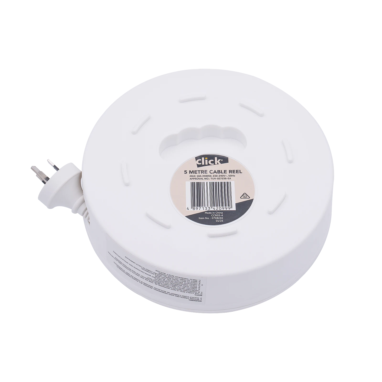 Click 5m Cable Reel 10A 2400W 240V with On/Off Switch CCRO5-4