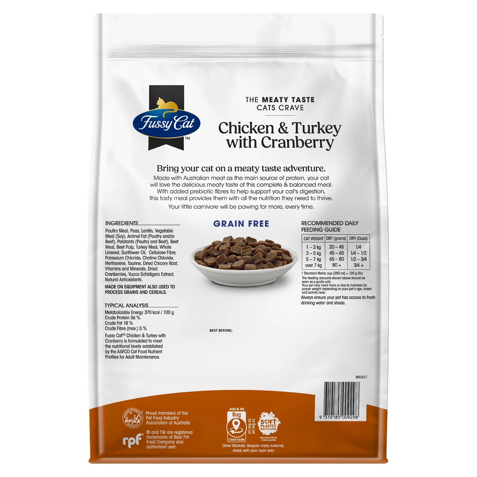 Fussy Cat 4kg Grain Free Chicken & Turkey with Cranberry Dry Cat Food