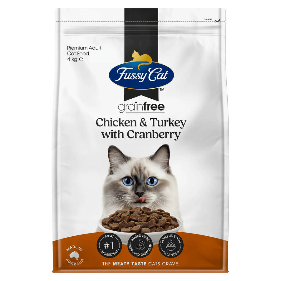 Fussy Cat 4kg Grain Free Chicken & Turkey with Cranberry Dry Cat Food