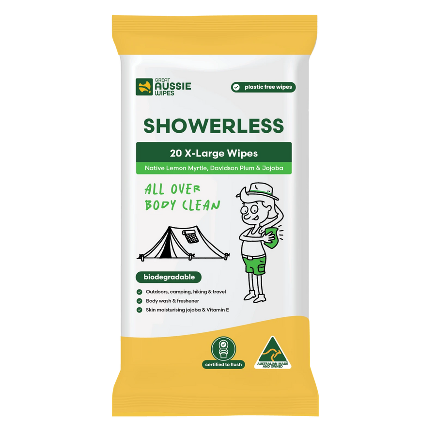 Great Aussie Wipes Showerless Body Wipes - 20 Pack, Biodegradable