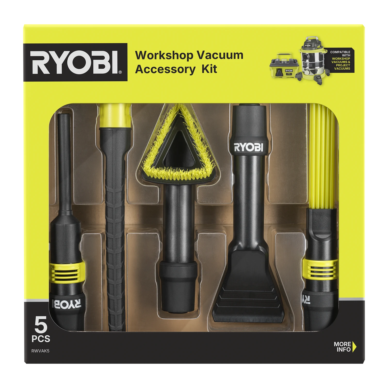 Ryobi 5-Piece Wet and Dry Workshop Vacuum Accessory Set