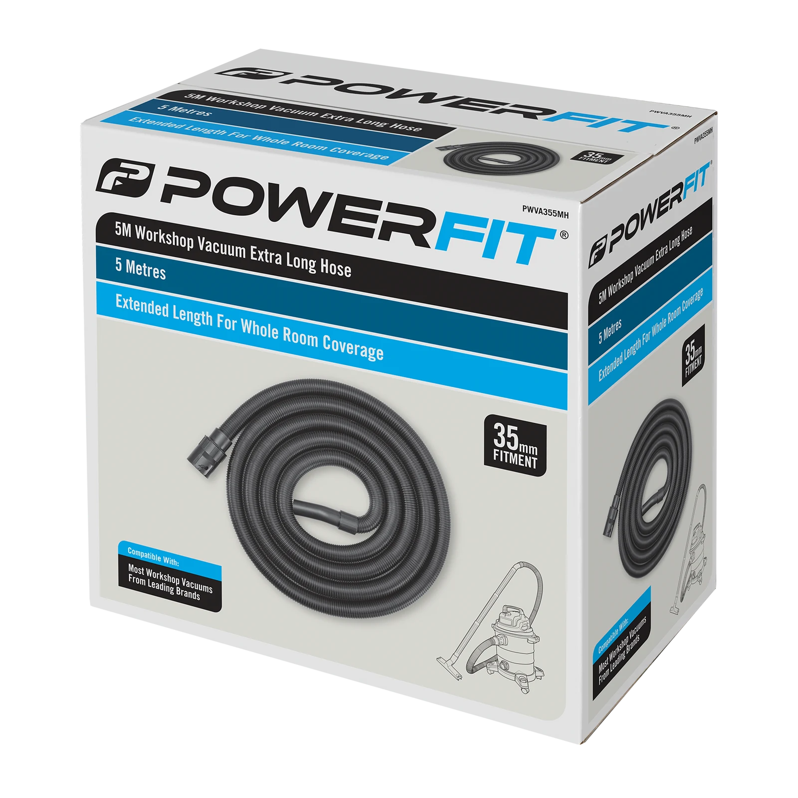 Powerfit Workshop Vacuum 5m Extra Long Hose PWVA355MH