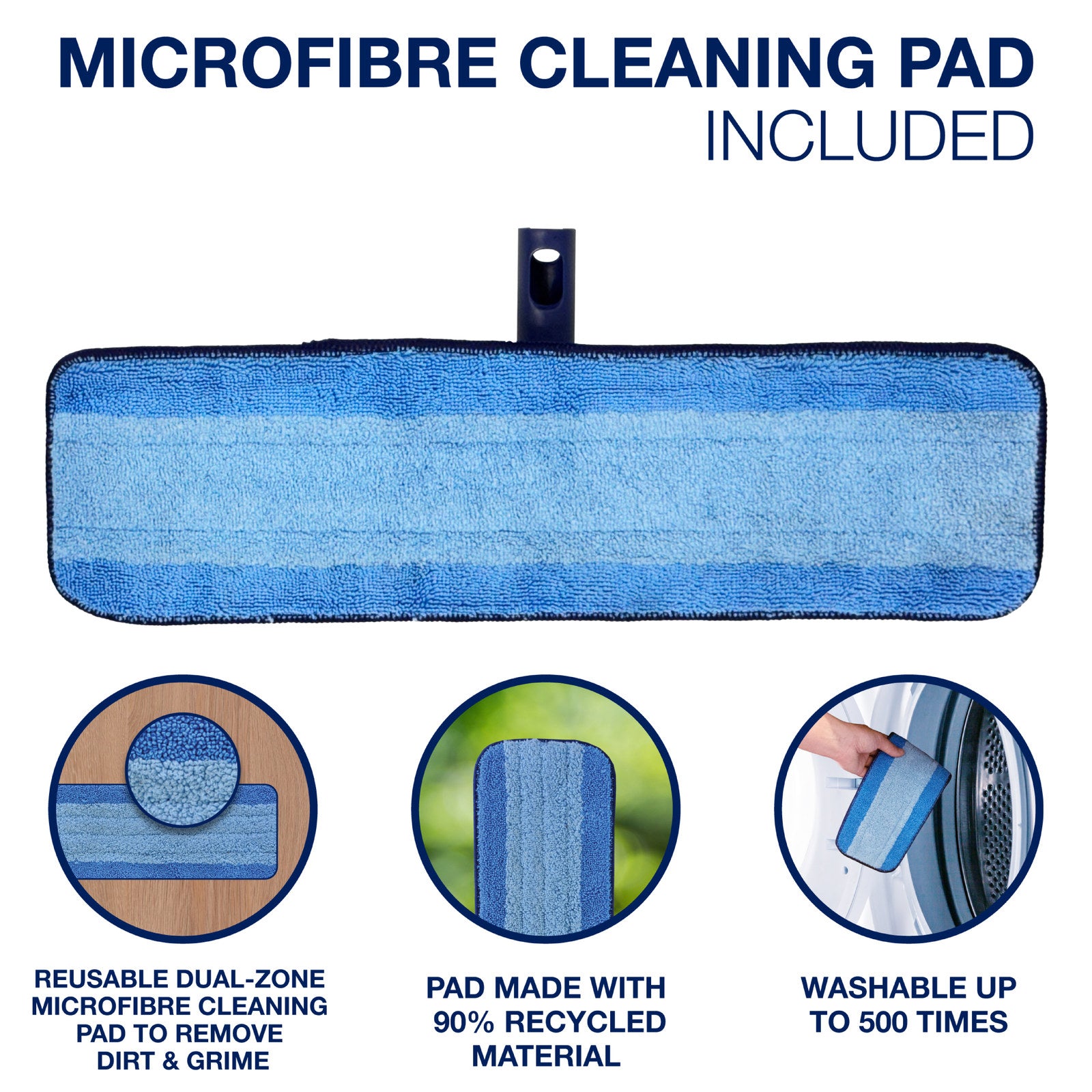Bona Deluxe Microfibre Mop with 2 Pads 1360mm Telescopic Swivel Floor Mop