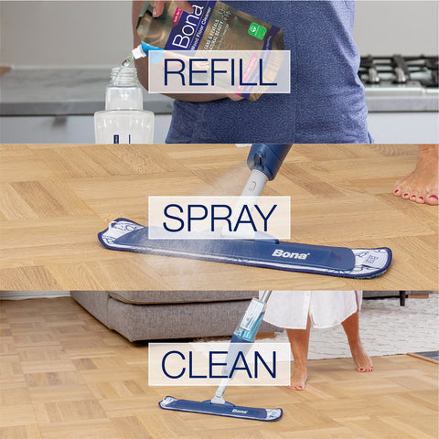 Bona 946ml Wood Floor Cleaner Soft Bag Refill Fast Drying Residue Free