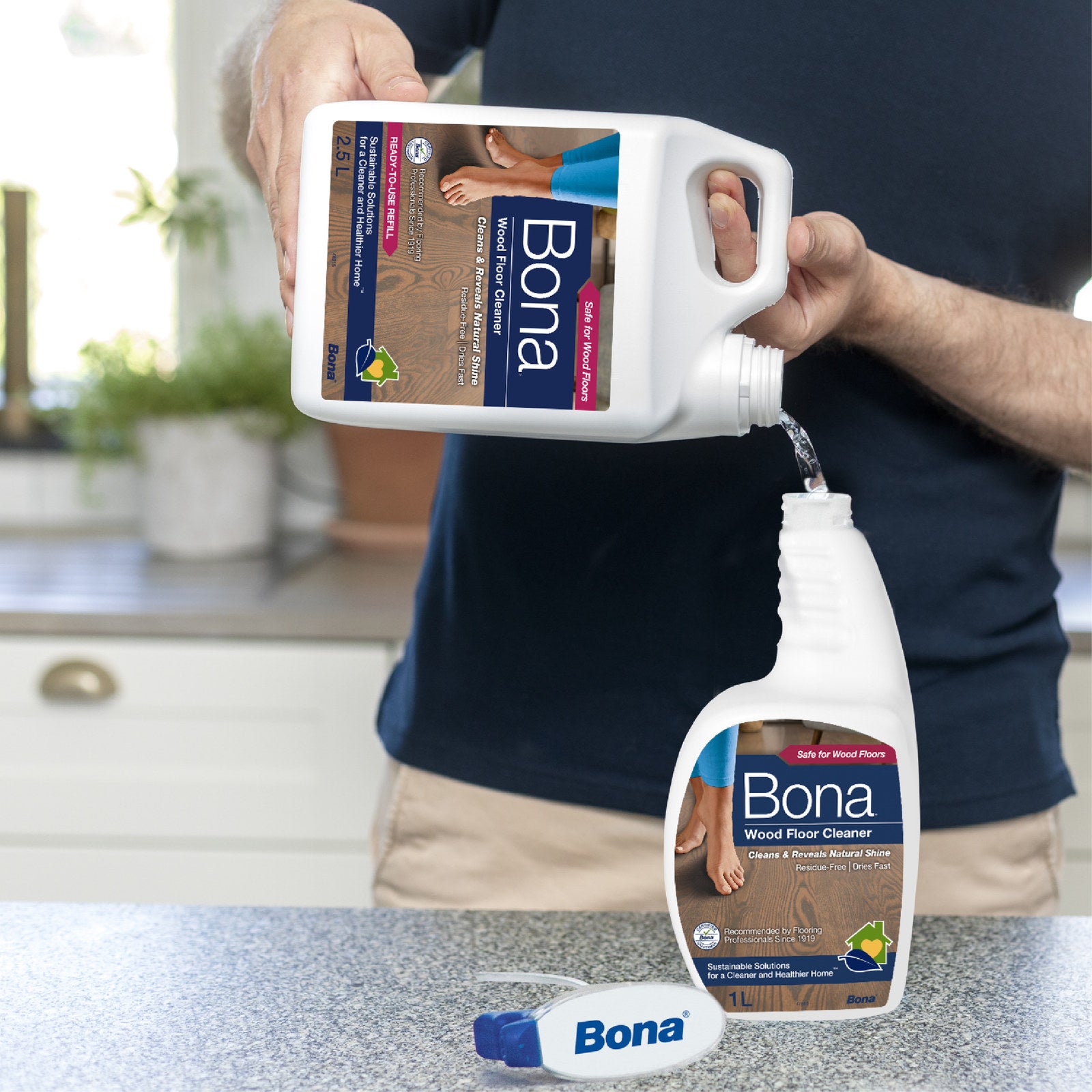 Bona 4L Wood Floor Cleaner Refill Fast Drying Residue Free Economy Pack