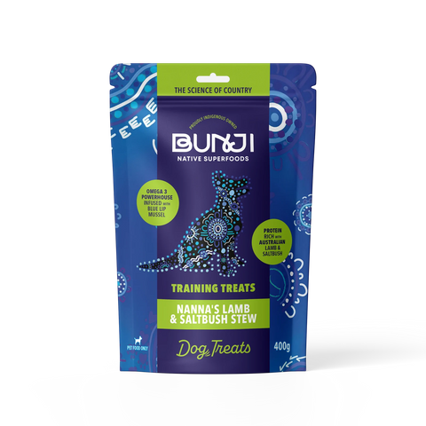 Bunji Native Superfoods Nanna's Lamb & Saltbush Stew Dog Treat 400g Australian Made