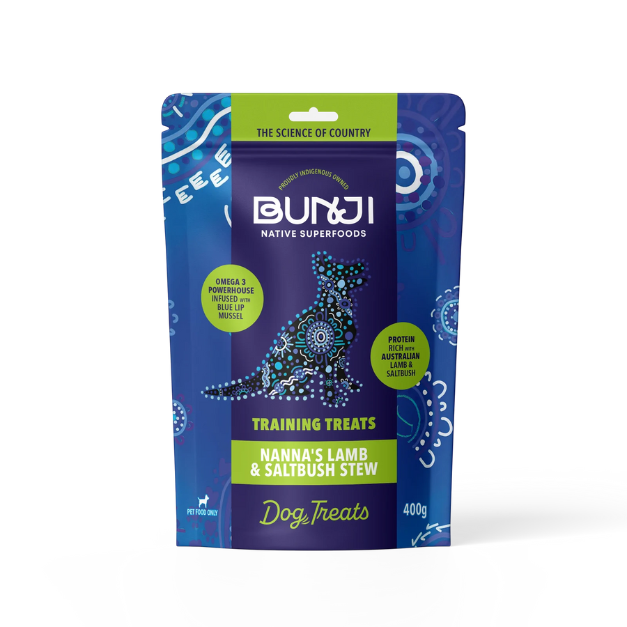 Bunji Native Superfoods Nanna's Lamb & Saltbush Stew Dog Treat 400g Australian Made