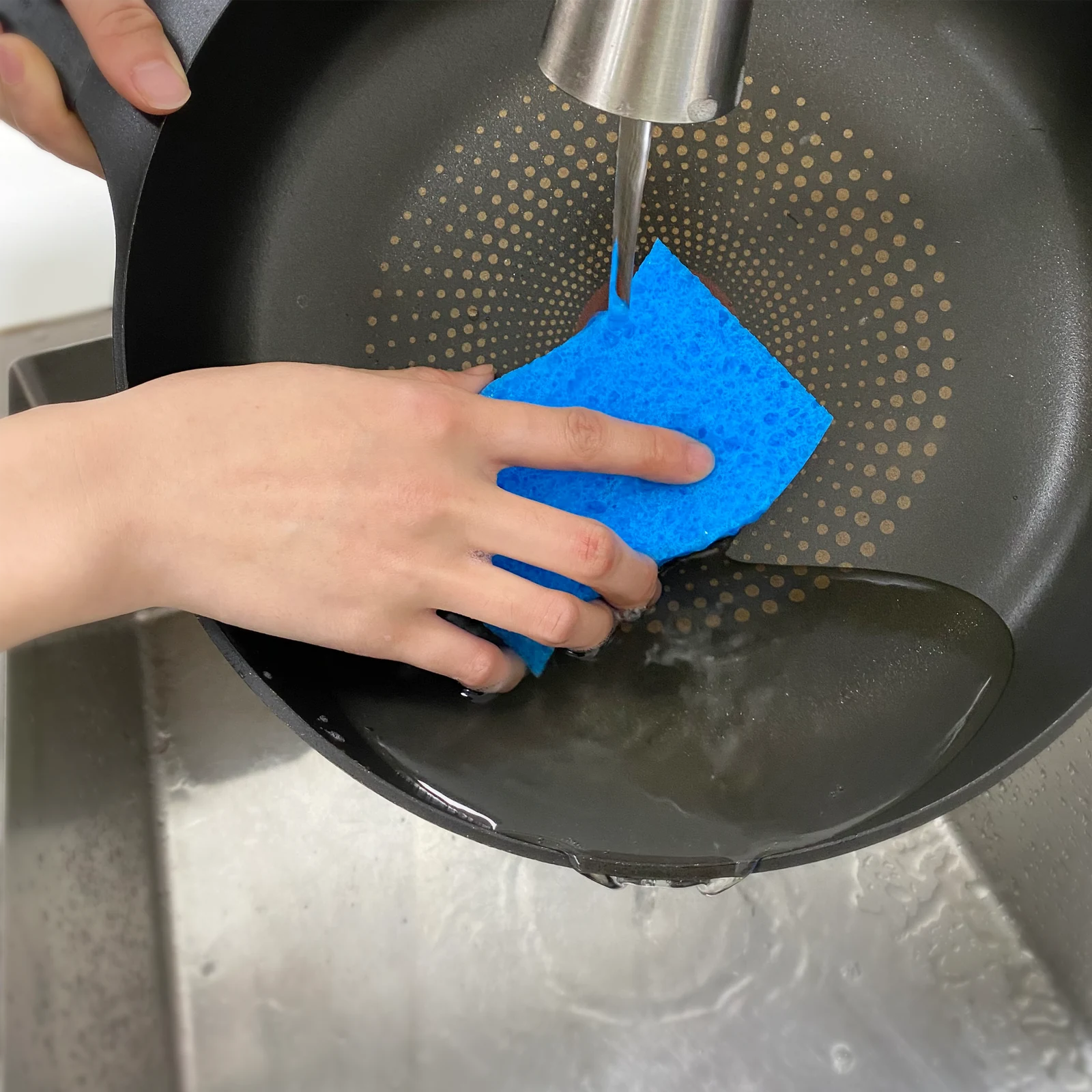 All Set Blue Non-Scratch Cellulose Sponge Scourers 3 Pack S-Curve Grip