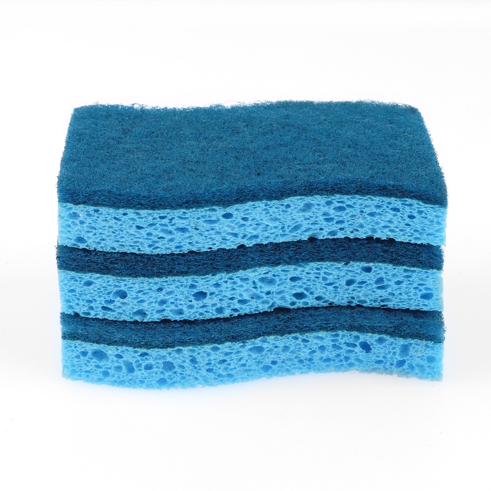 All Set Blue Non-Scratch Cellulose Sponge Scourers 3 Pack S-Curve Grip