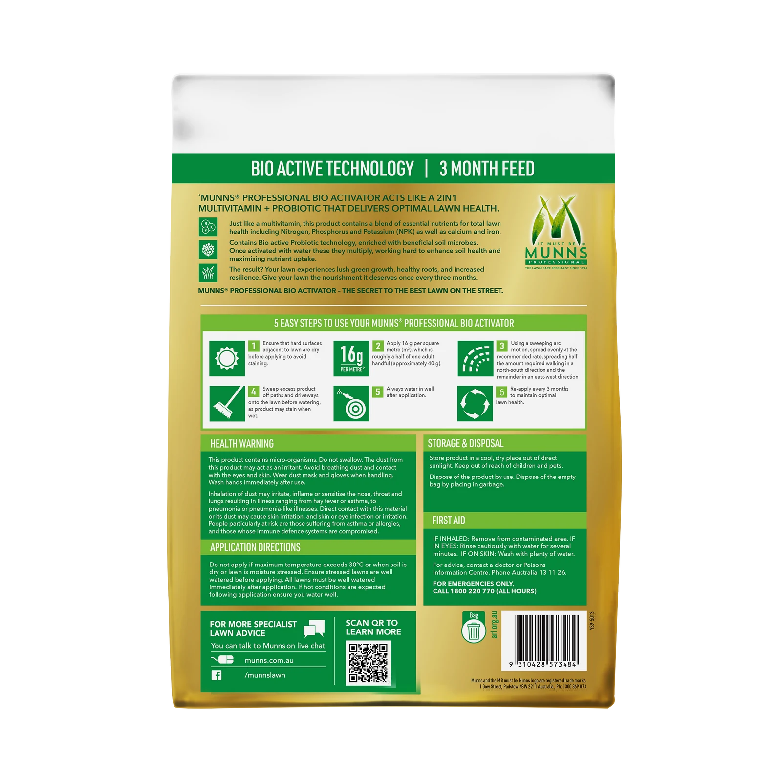 Munns Professional 3kg Granular Bio Activator Lawn Fertiliser