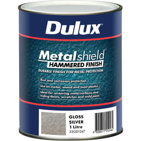Dulux Metalshield Hammered Finish Paint 1L Silver, 10m2/L Coverage
